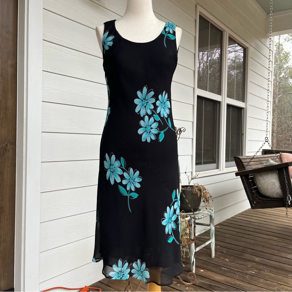 Studio 1 Black and Teal Floral Midi Dress & Jacket